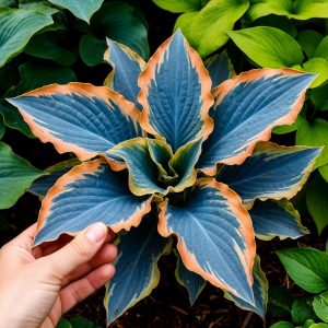 Хоста Океан Вью купить по цене от 960р. в интернет-магазине «Посадика» с доставкой почтой в в Чистополье и по всей России – [изображение №1].